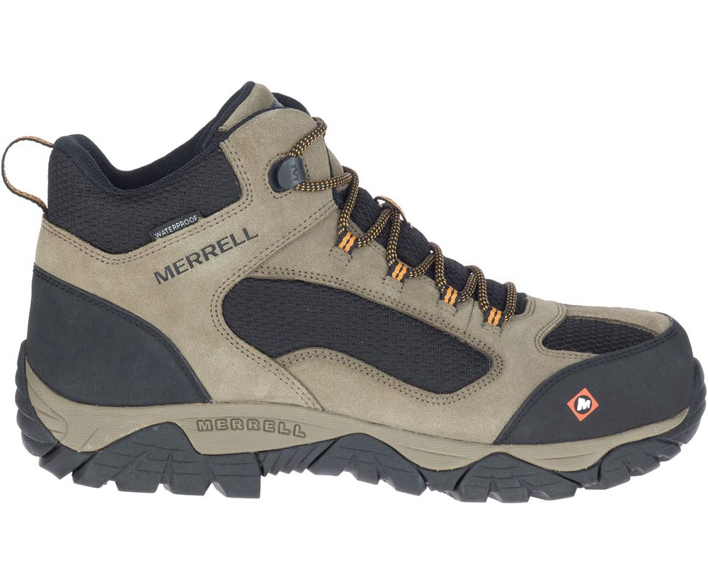 Botas Homem - Merrell Moab Onset Mid Waterproof Comp Toe - Marrom/Pretas - NKM530876